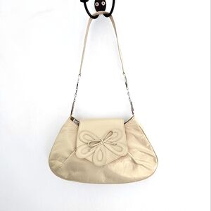 STUART WEITZMAN New Vintage Cream Shimmer Silver Accent Leather Petite Bag